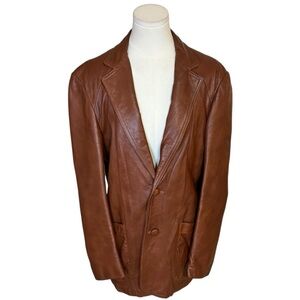 ADLER Cabretta Glove Leather Blazer‎ Jacket Brown Size 40 Mens Unisex Vintage